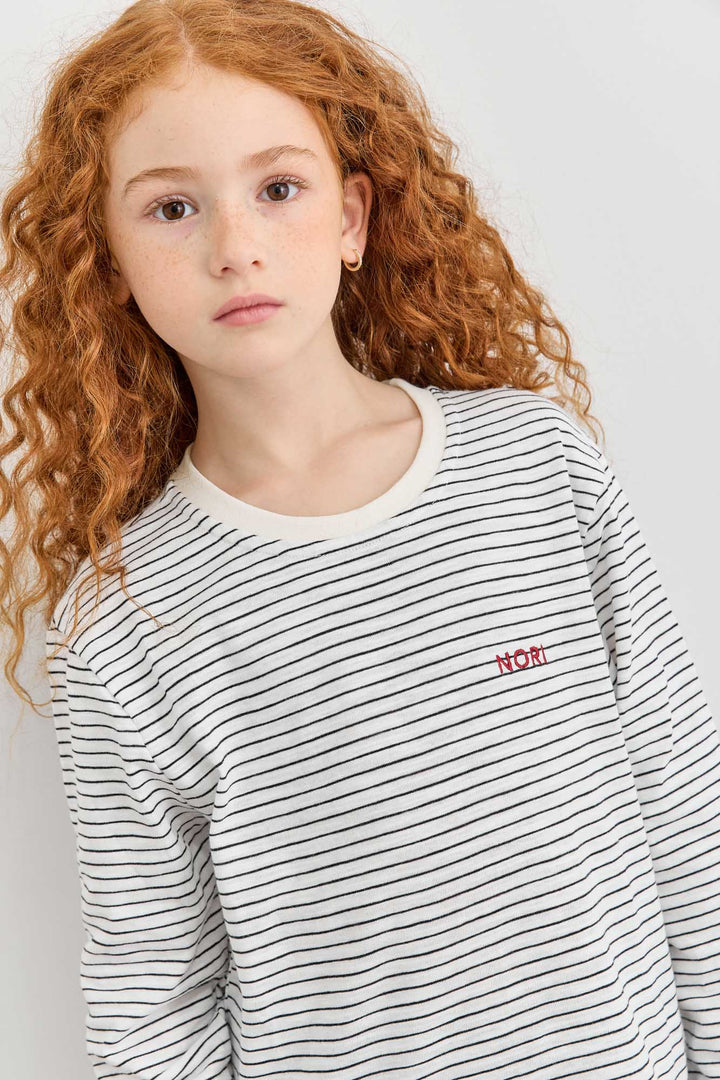 טי שירט אמי הדפס פסים | לבן