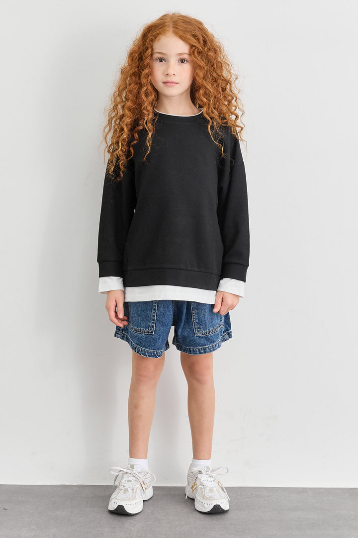 סוויטשירט דון בד משולב | שחור