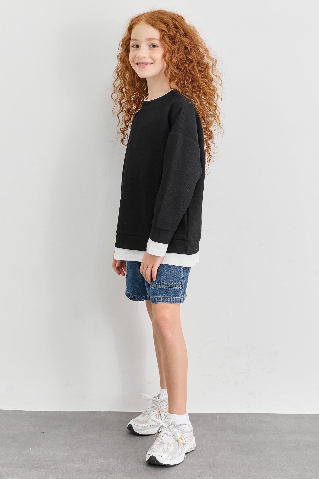 סוויטשירט דון בד משולב | שחור