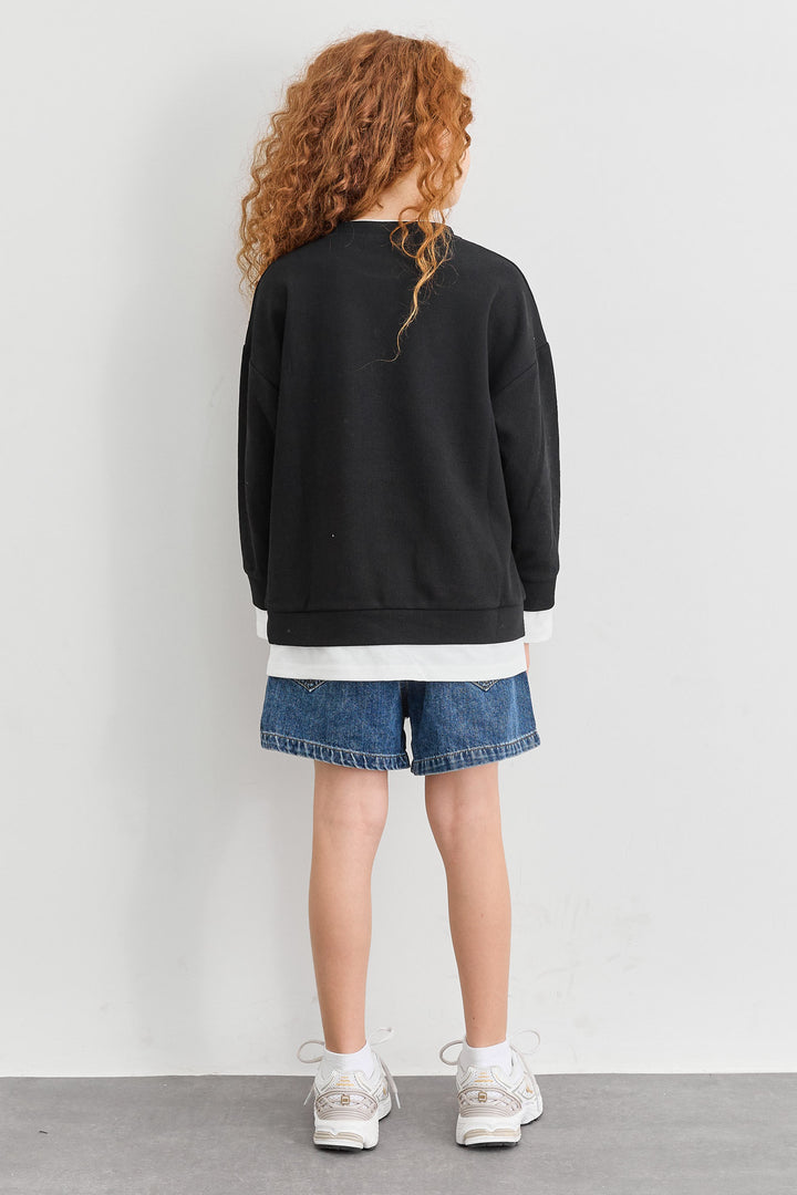 סוויטשירט דון בד משולב | שחור