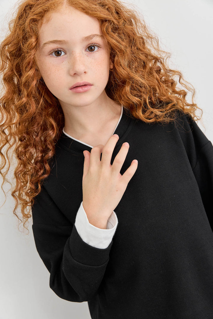 סוויטשירט דון בד משולב | שחור