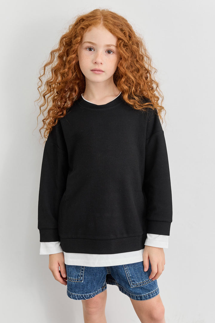 סוויטשירט דון בד משולב | שחור