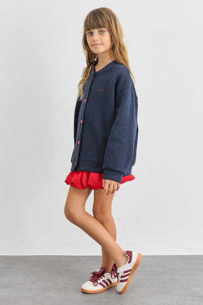 חצאית מיני בגזרת בלון מבד ניילון | אדום