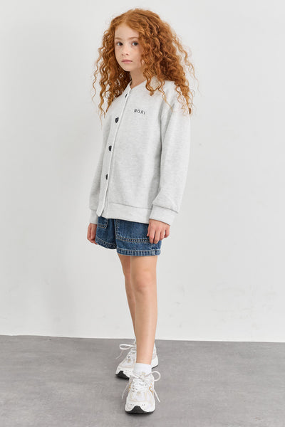 ג'קט בגזרת אוברסייז בשילוב רקמה | אפור