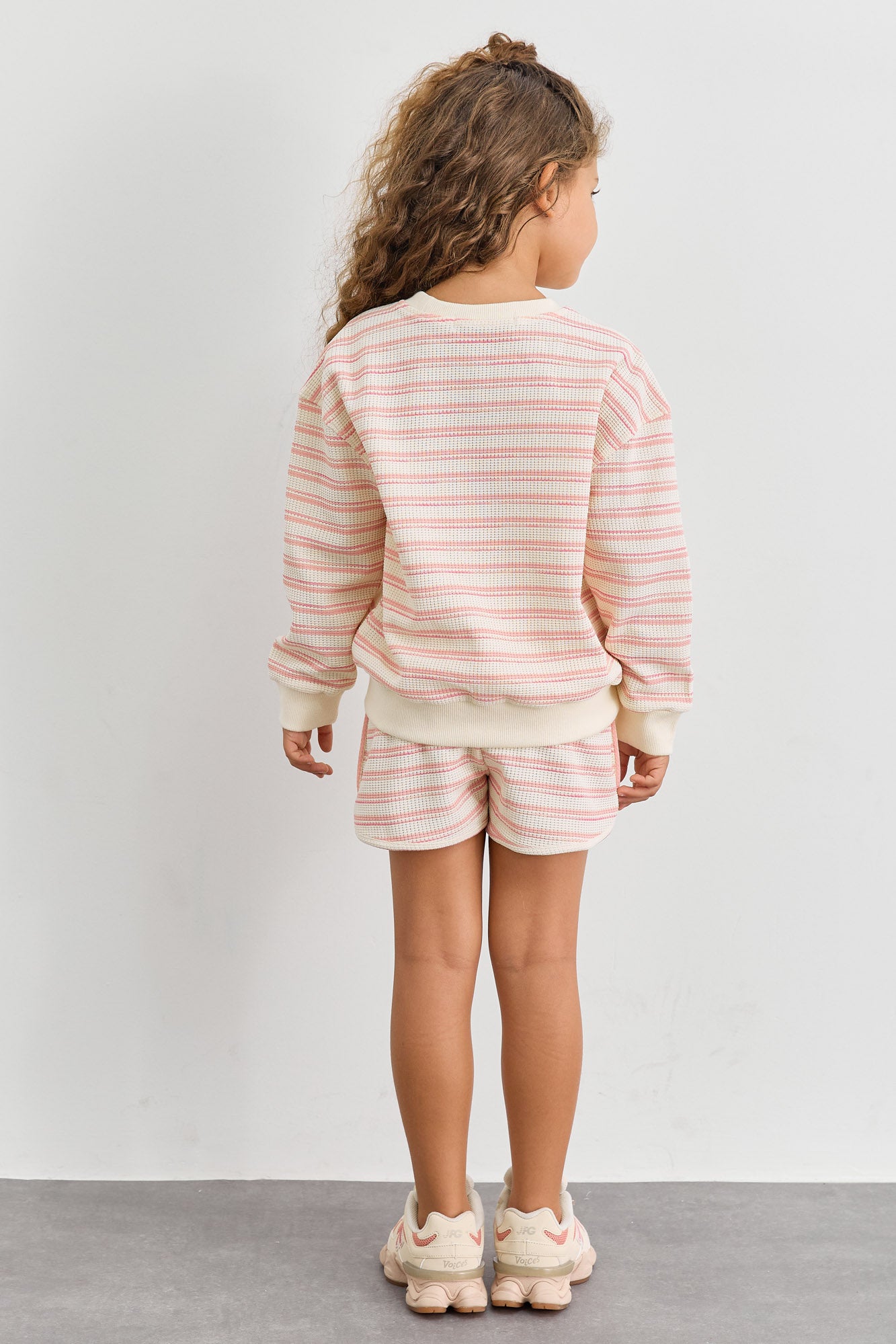 חליפת וופל סטרייפס גזרת אוברסייז | ורוד