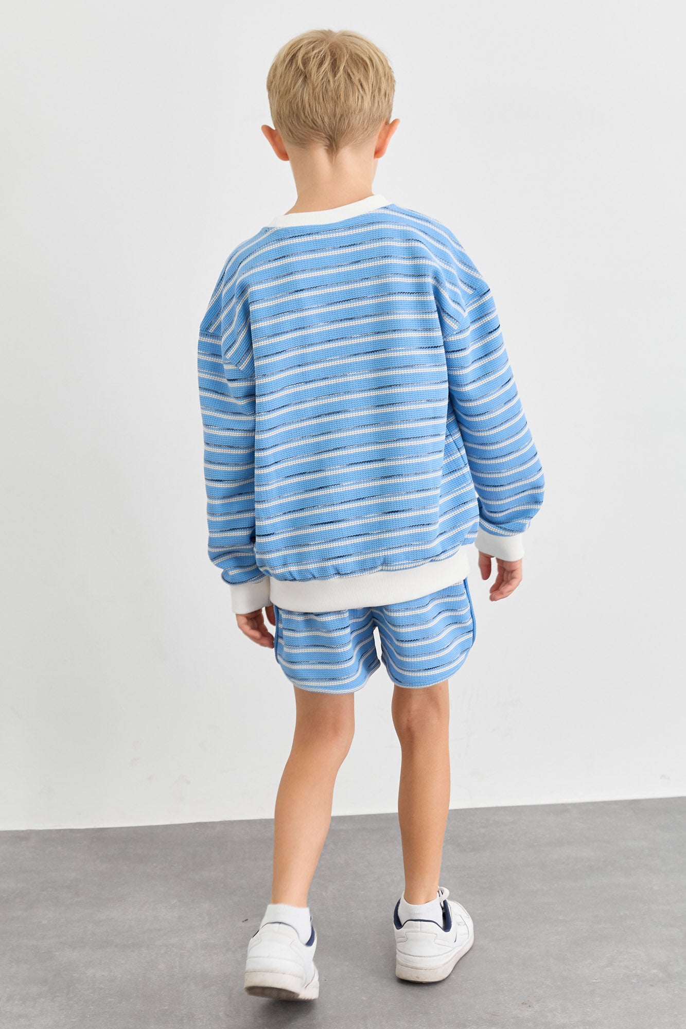 חליפת וופל סטרייפס גזרת אוברסייז | כחול