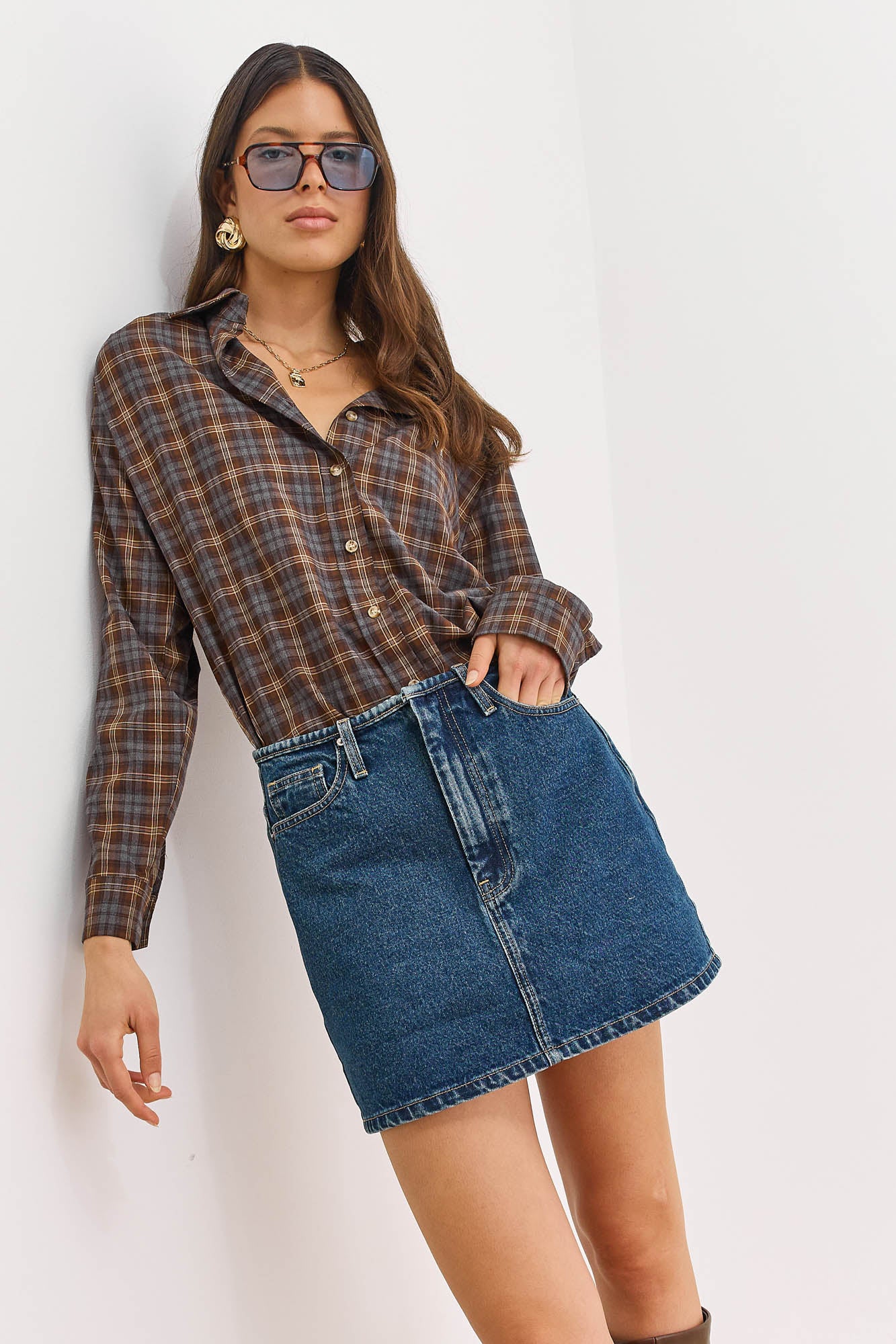 חצאית מיני דנים מיקלה | ג'ינס כהה