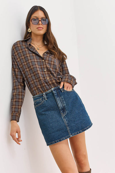 חצאית מיני דנים מיקלה | ג'ינס כהה