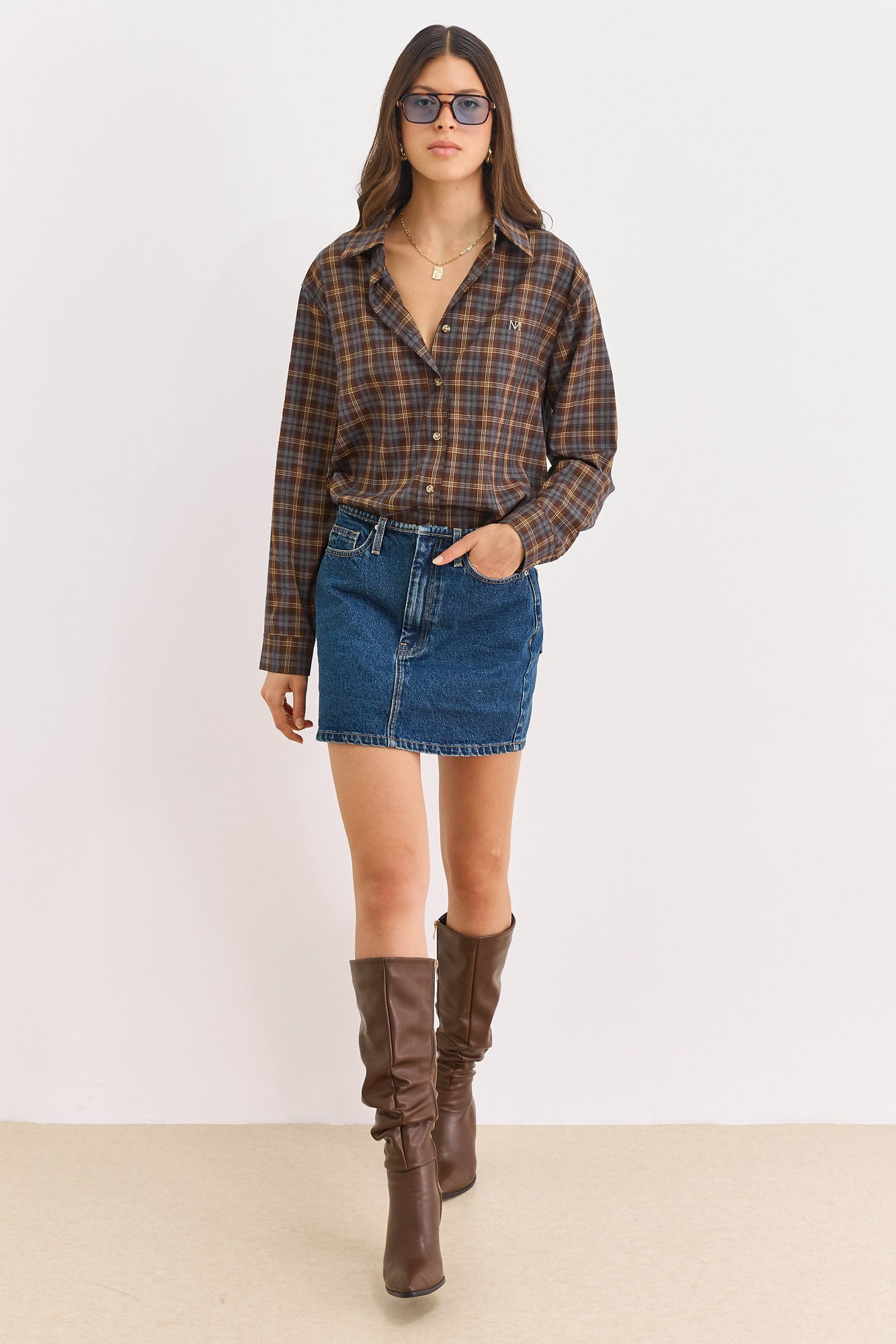 חצאית מיני דנים מיקלה | ג'ינס כהה