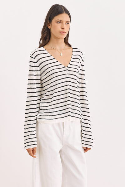 קרדיגן סריג מירנדה סטרייפס | לבן/שחור