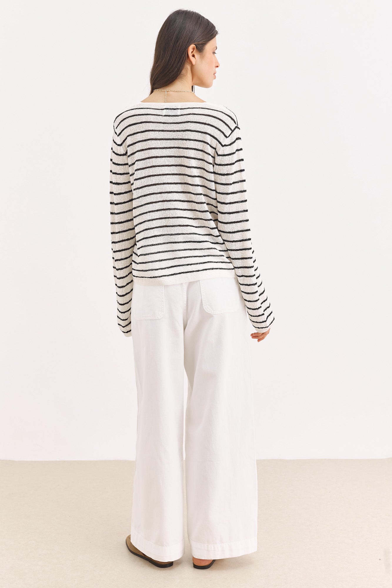 קרדיגן סריג מירנדה סטרייפס | לבן/שחור