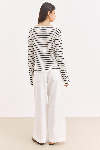 קרדיגן סריג מירנדה סטרייפס | לבן/שחור