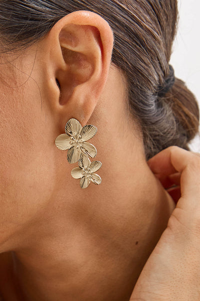 זוג עגילי פלורל כפול מוזהב