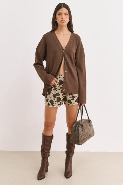 מכנסי דנים סנדרה פרינט | בז'/חום