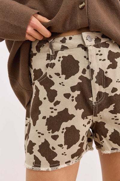 מכנסי דנים סנדרה פרינט | בז'/חום