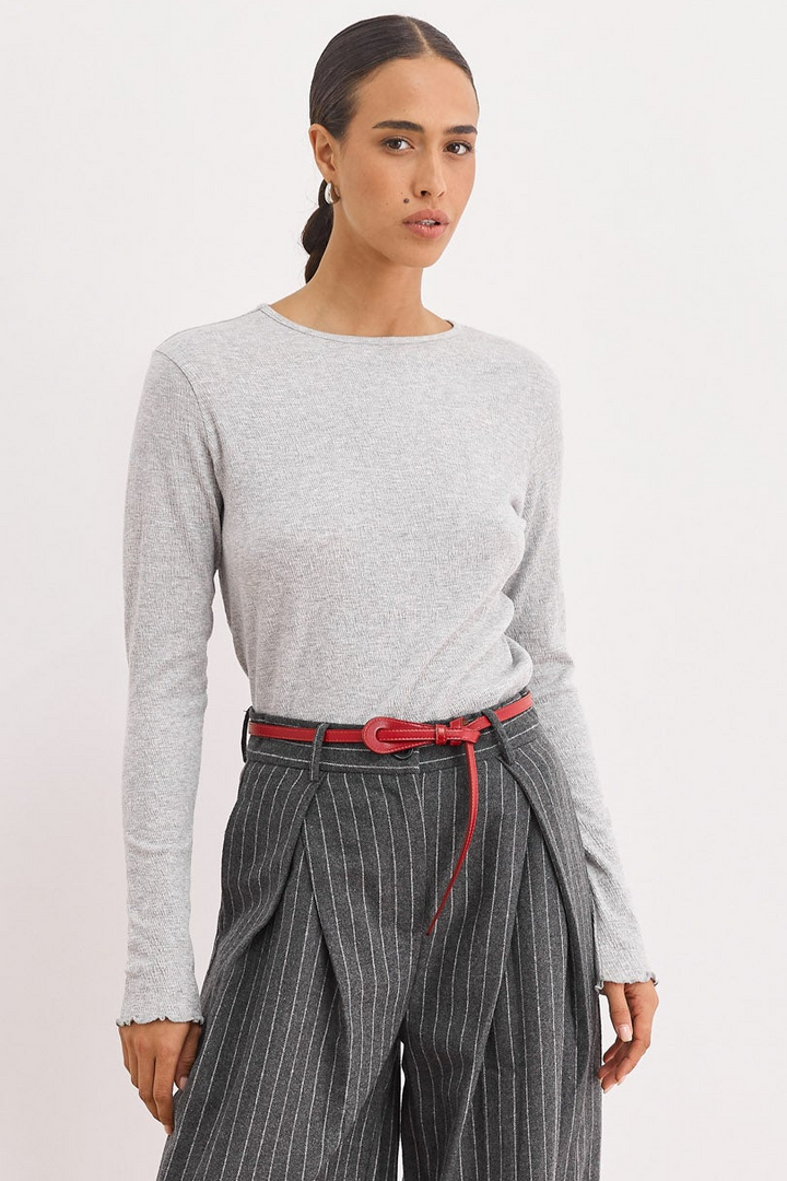 חולצת בייסיק אמנדה סיומת בייבילוק | אפור בהיר