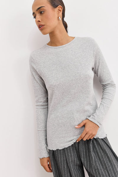 חולצת בייסיק אמנדה סיומת בייבילוק | אפור בהיר