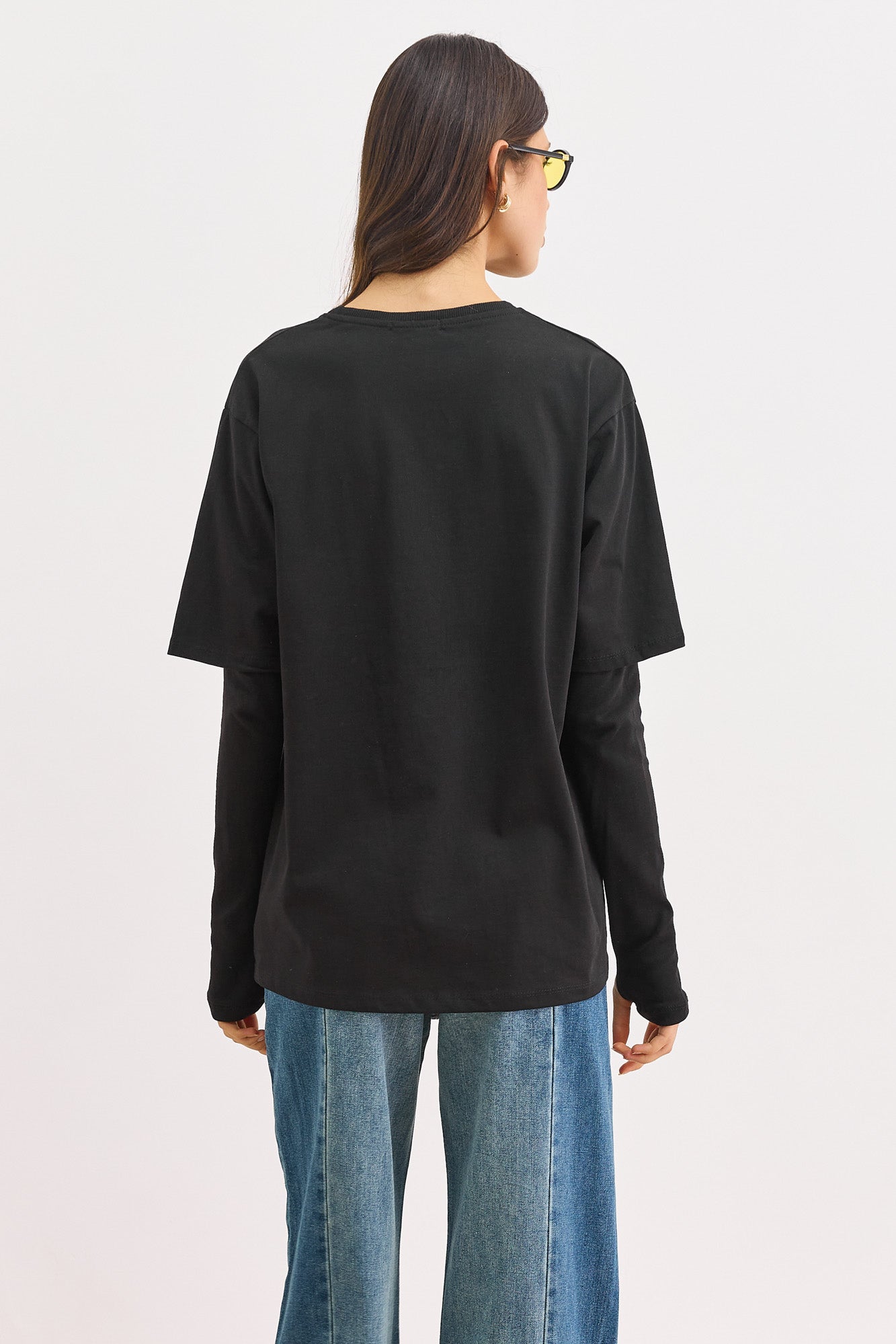 טי שירט ריי שרוול ארוך כפול | שחור