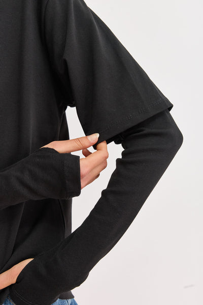 טי שירט ריי שרוול ארוך כפול | שחור