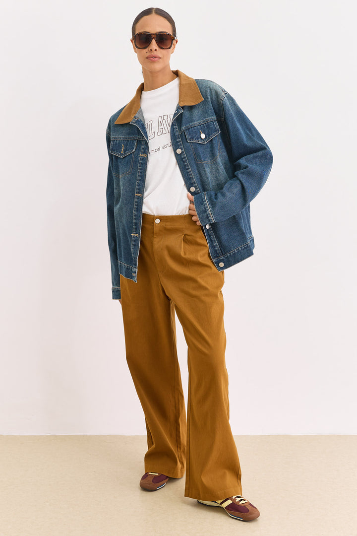 מכנסי אווה גזרה רחבה | קאמל