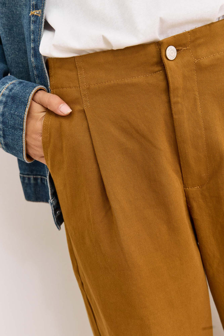 מכנסי אווה גזרה רחבה | קאמל