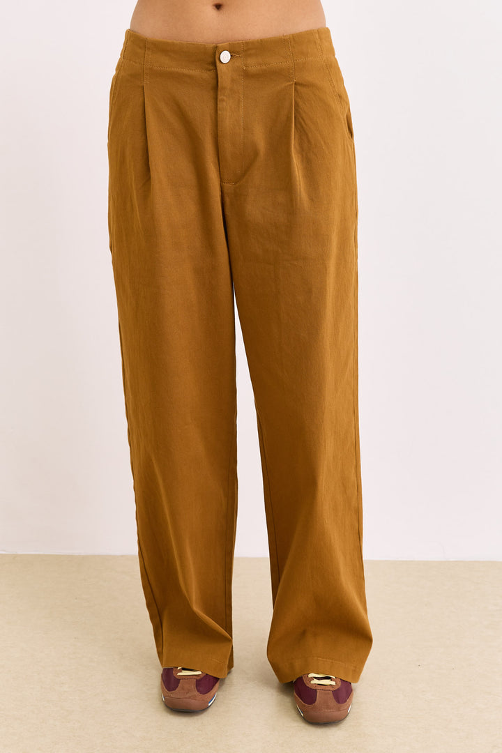 מכנסי אווה גזרה רחבה | קאמל