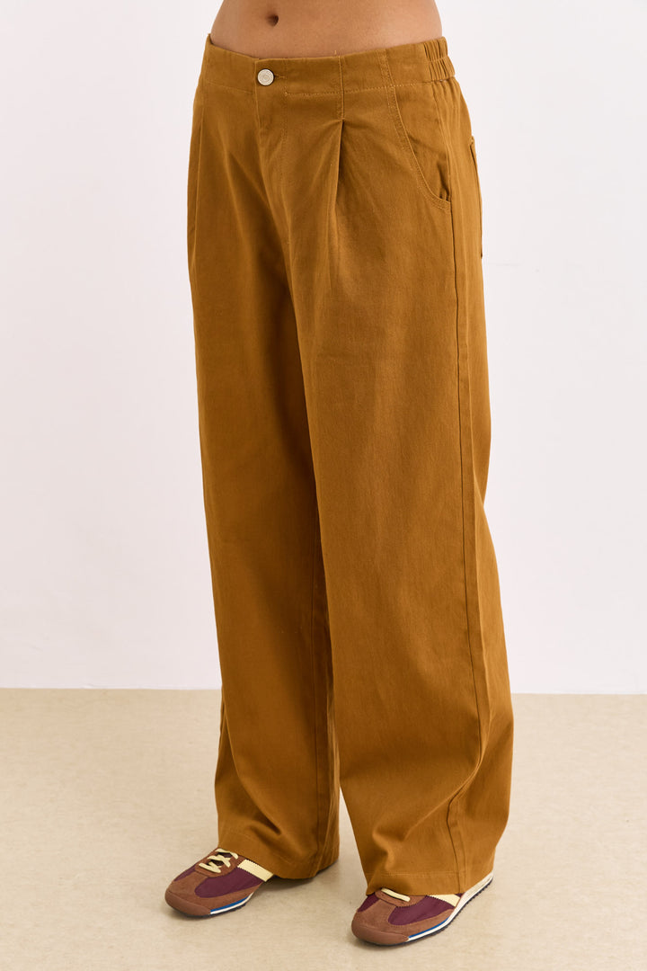 מכנסי אווה גזרה רחבה | קאמל