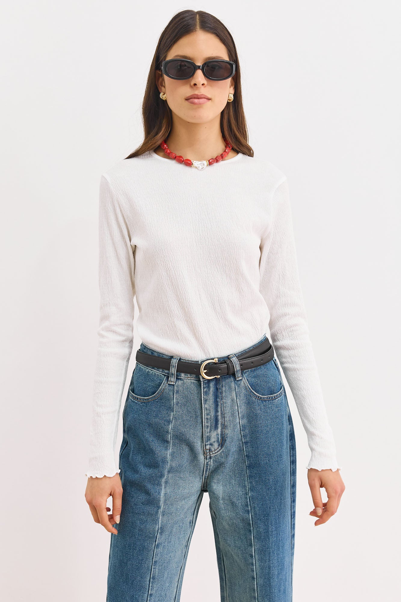 חולצת בייסיק אמנדה סיומת בייבילוק | לבן