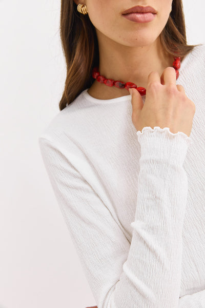 חולצת בייסיק אמנדה סיומת בייבילוק | לבן