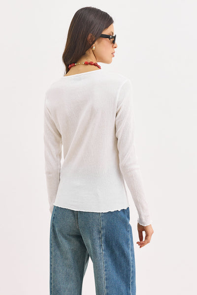 חולצת בייסיק אמנדה סיומת בייבילוק | לבן
