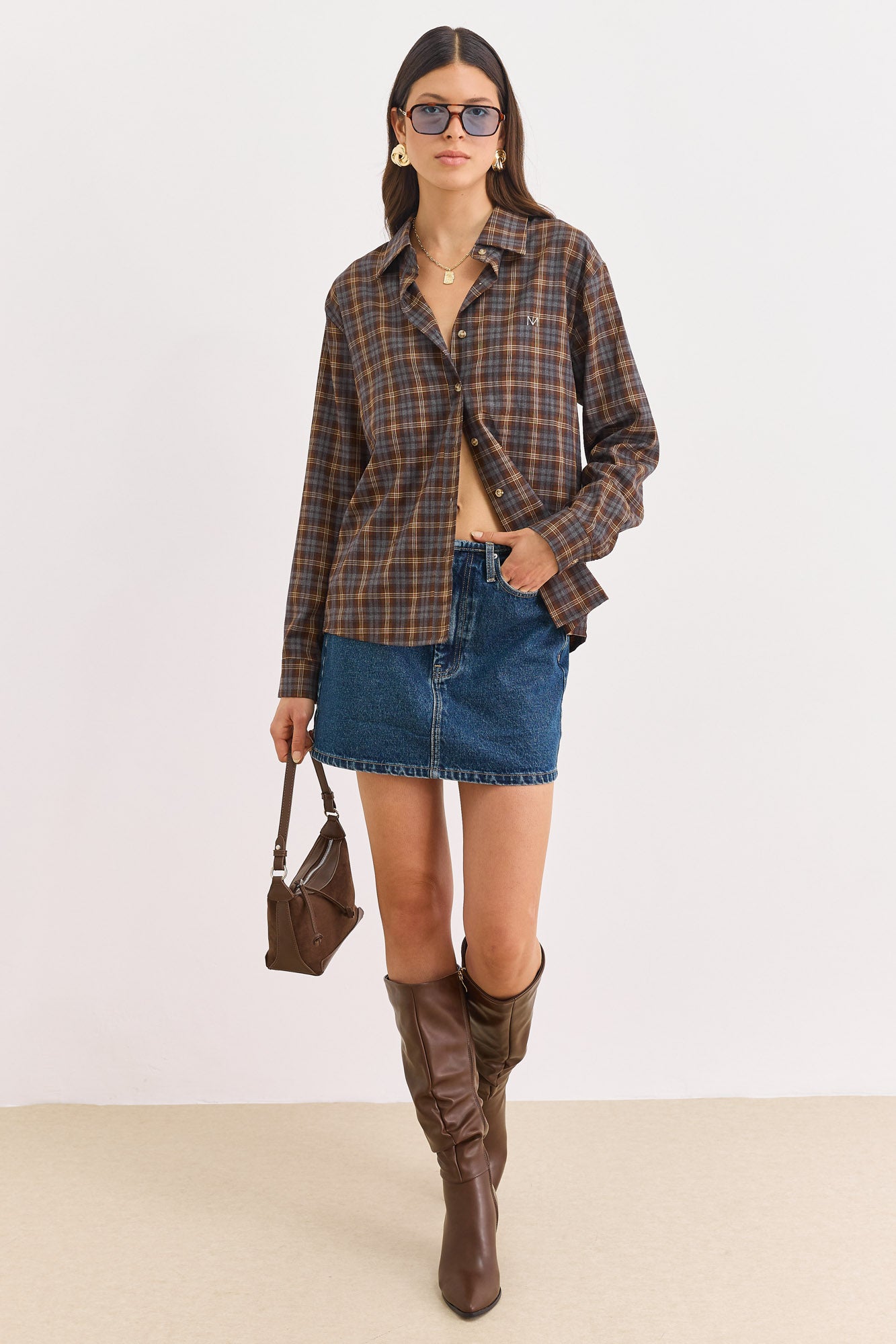 חצאית מיני דנים מיקלה | ג'ינס כהה