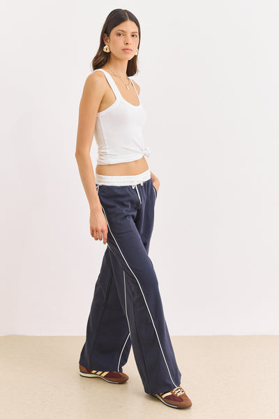 PRE-ORDER מכנסי פרנץ' טרי נסיה חגורה מובלטת | כחול נייבי