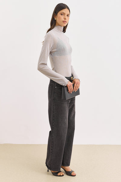 חולצת גולף סלסט בד שקפקף | אפור