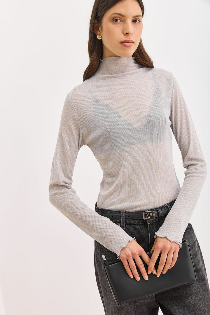 חולצת גולף סלסט בד שקפקף | אפור