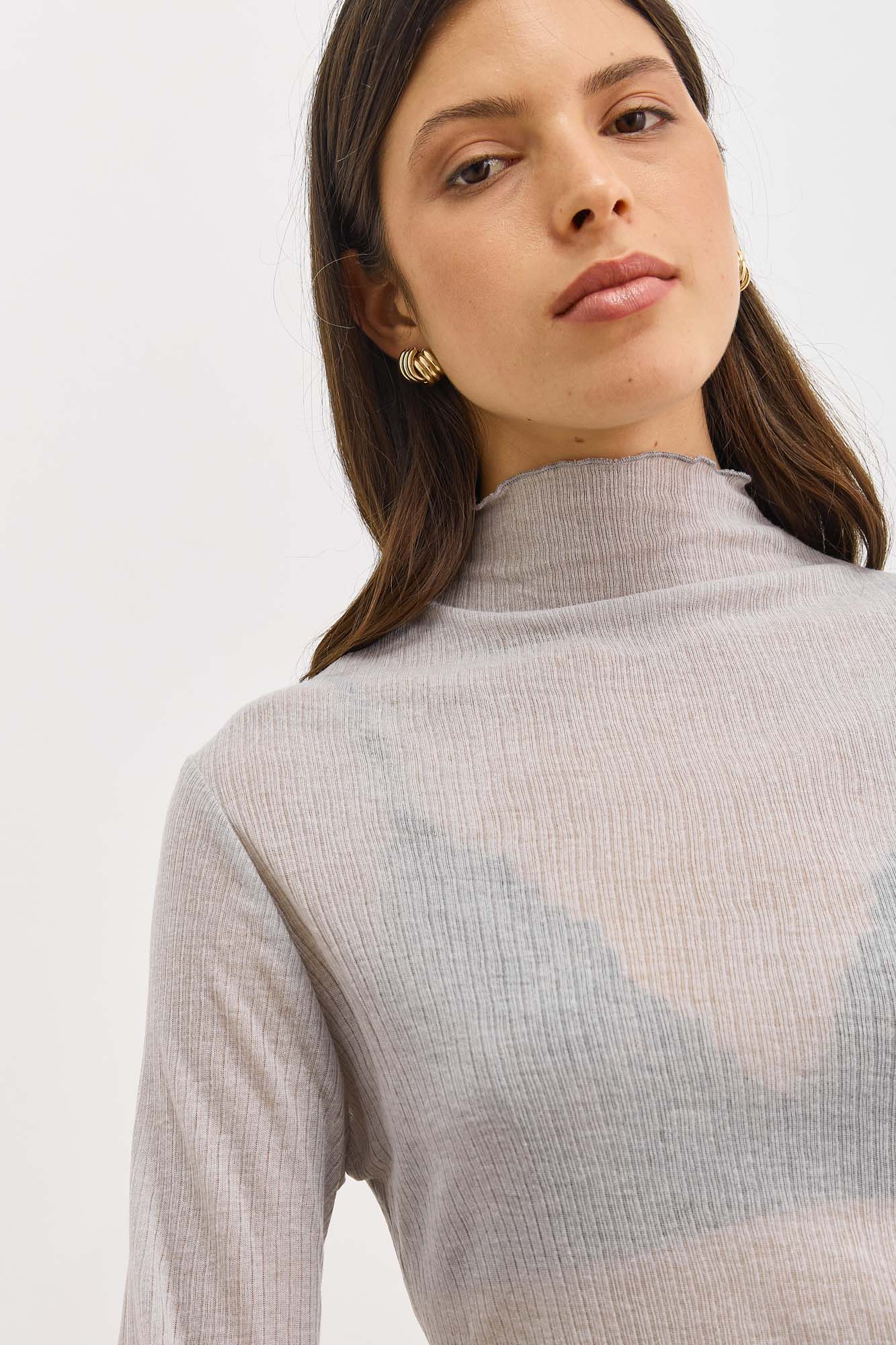 חולצת גולף סלסט בד שקפקף | אפור