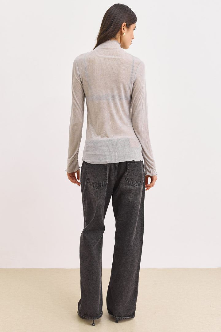 חולצת גולף סלסט בד שקפקף | אפור