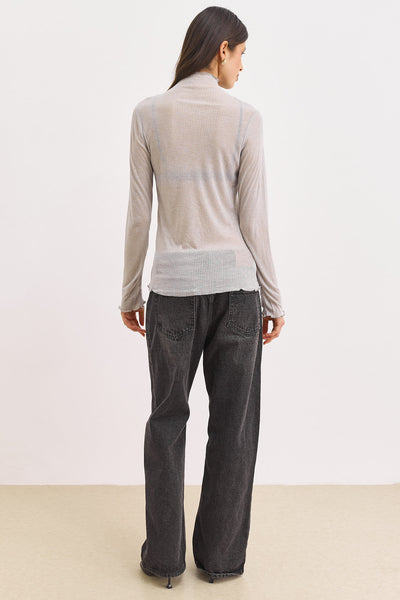 חולצת גולף סלסט בד שקפקף | אפור