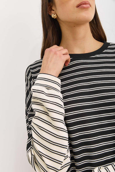 טוניקת פרפקט סטרייפס שרוול משולב | שחור/לבן