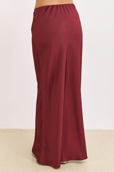 חצאית מלורי סאטן אורך מקסי | בורדו