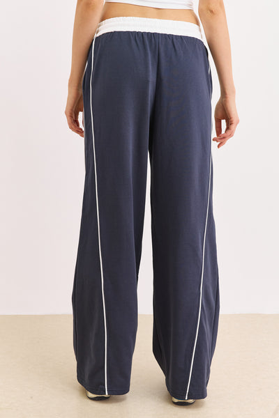 PRE-ORDER מכנסי פרנץ' טרי נסיה חגורה מובלטת | כחול נייבי