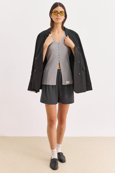 ווסט סריג קיטון בשילוב לייבל | אפור