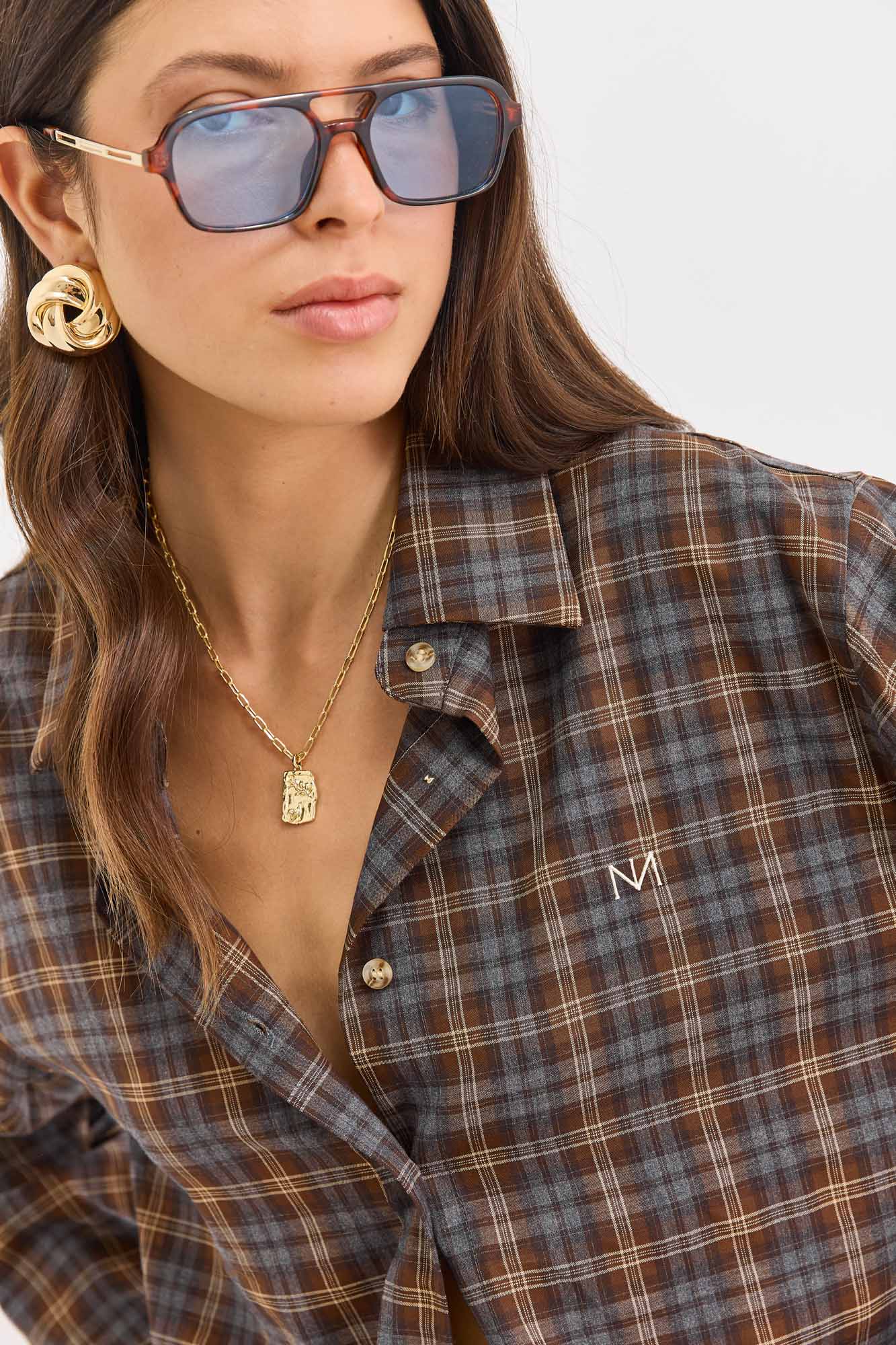 שרשרת גולדי בציפוי זהב בשילוב תליון מלבני | זהב