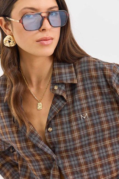 שרשרת גולדי בציפוי זהב בשילוב תליון מלבני | זהב