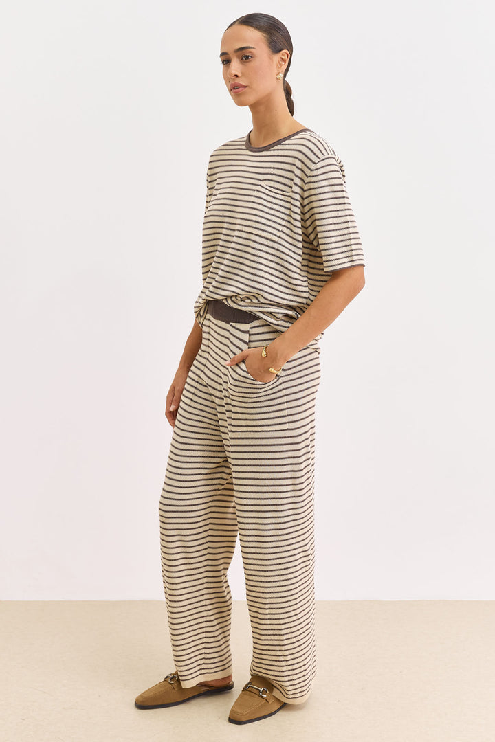 חולצת סריג אלכסנדר סטרייפס | בז'/חום