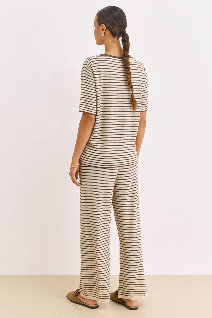 חולצת סריג אלכסנדר סטרייפס | בז'/חום