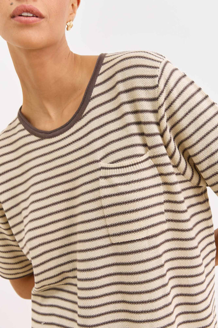 חולצת סריג אלכסנדר סטרייפס | בז'/חום