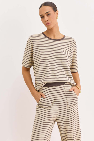 חולצת סריג אלכסנדר סטרייפס | בז'/חום