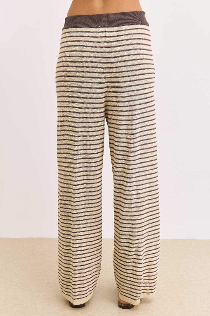 מכנסי סריג אלכסנדר סטרייפס גזרה ישרה | בז'/חום