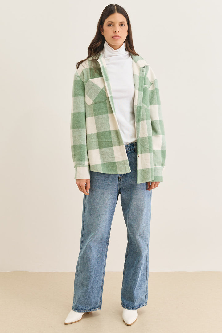 ג'קט משובץ טומי בשילוב כפתורים | ירוק/לבן