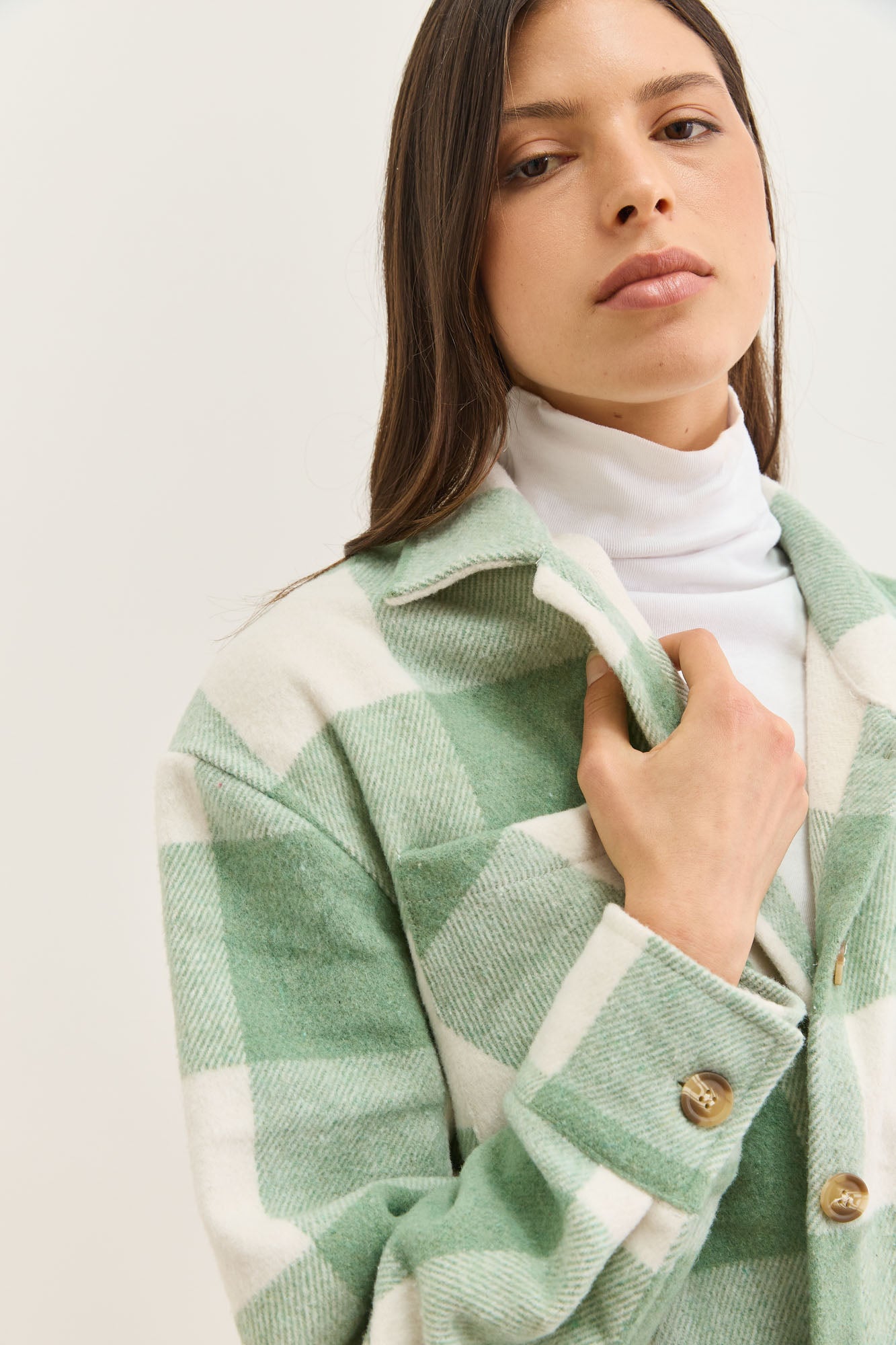 ג'קט משובץ טומי בשילוב כפתורים | ירוק/לבן